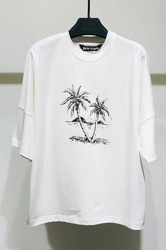 Оверсайз футболка Palm Angels "Sunset Palms" - White