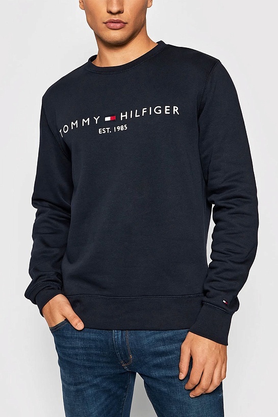 Свитшот тёмно-синего цвета Tommy Hilfiger logo-embroidered