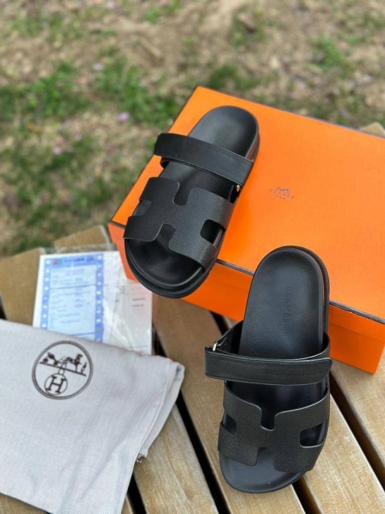 Женские кожаные сандалии Hermes Chypre - Black