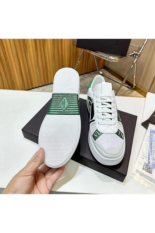 Кожаные кроссовки Valentino low-top - White / Green