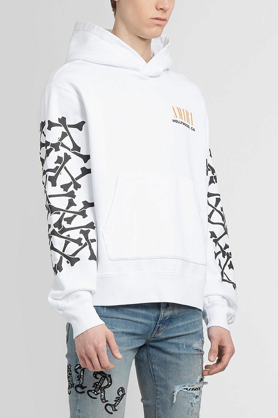 Белое мужское худи Amiri Bones logo-print