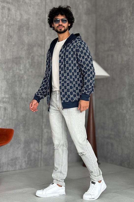 Двусторонняя кофта Gucci GG monogram - Navy