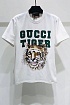Белая оверсайз футболка Gucci Tiger logo print