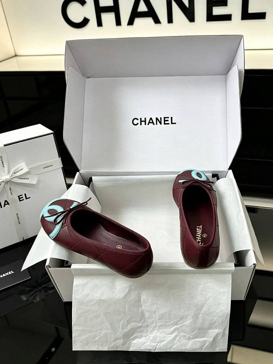Женские кожаные балетки Chanel Ballerines premium