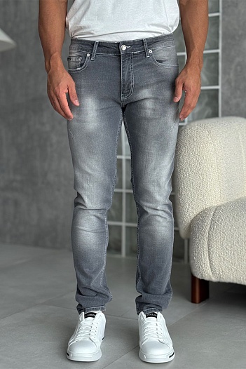 Мужские серые джинсы Dolce & Gabbana logo-plaque   