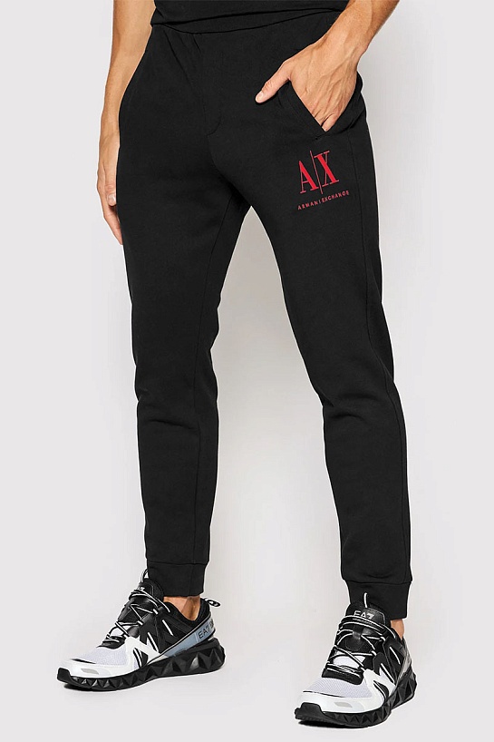 Чёрные спортивные штаны Armani Exchange red embroidery