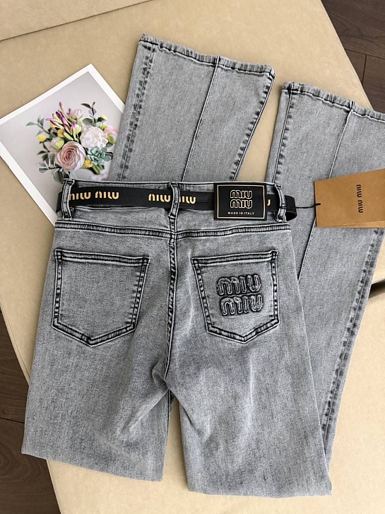 Синие женские джинсы клёш MIU MIU premium