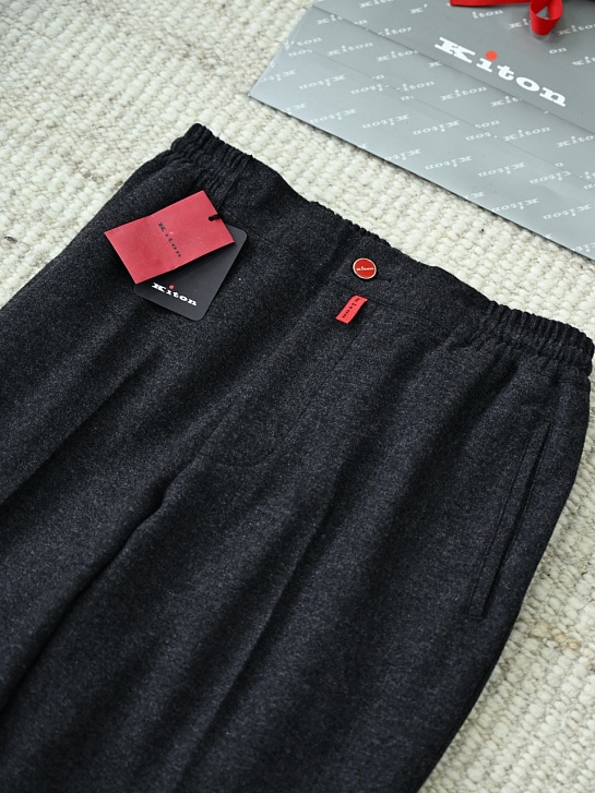 Мужские тёмно-серые брюки Kiton premium