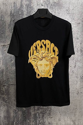 Мужская чёрная футболка Versace Medusa-embroidered   