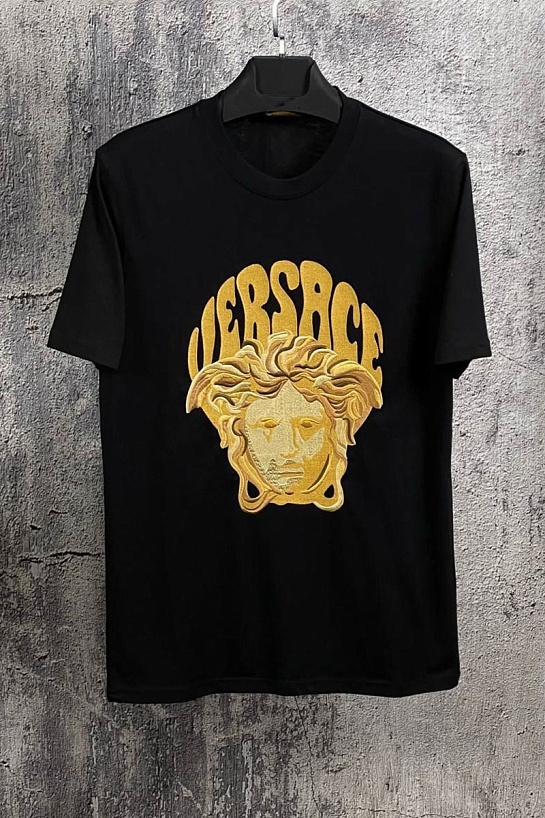 Мужская чёрная футболка Versace Medusa-embroidered