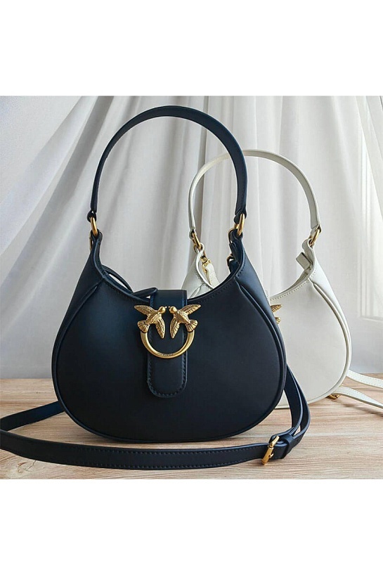 Кожаная сумка Mini Brioche Hobo 22x13.5 см - Black