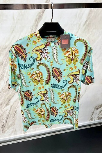 Голубая футболка Etro paisley-print   