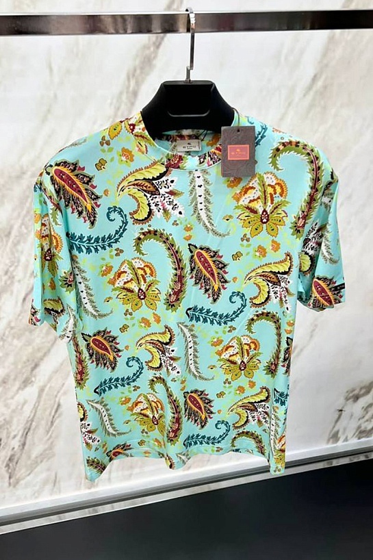Голубая футболка Etro paisley-print