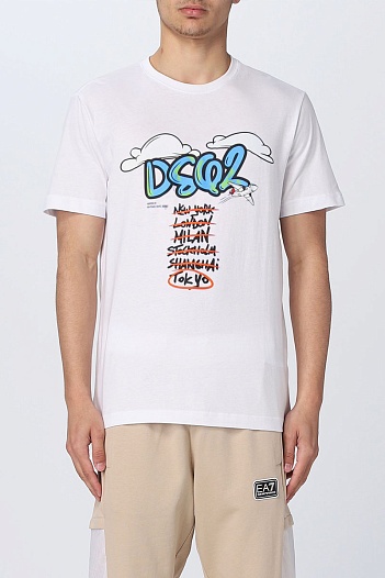 Белая футболка Dsquared2 Flight Plan graphic-print   