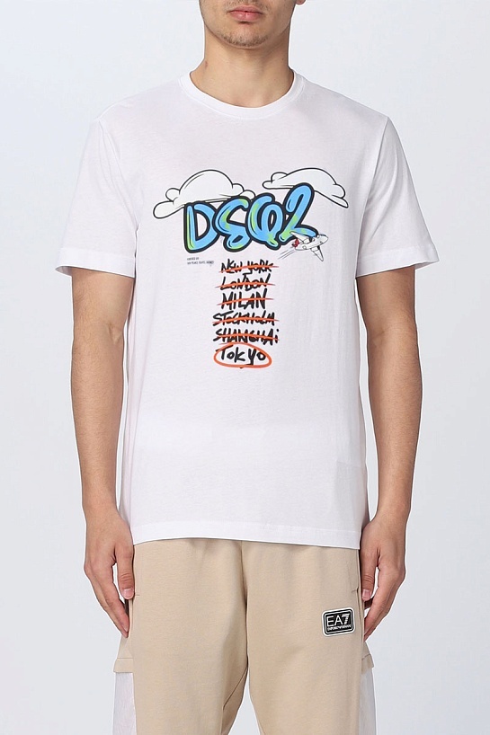 Белая футболка Dsquared2 Flight Plan graphic-print