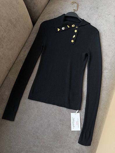 Женский трикотажный лонгслив Schiaparelli premium - Black   