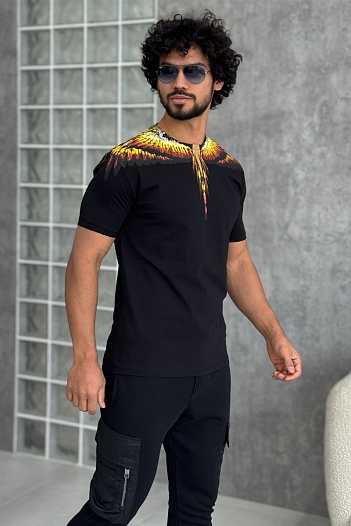 Чёрная футболка Marcelo Burlon County of Milan Solfolk Wings   