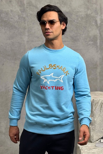 Свитшот голубого цвета Paul & Shark logo-print   