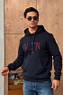 Мужское тёмно-синее худи Valentino logo-embroidered