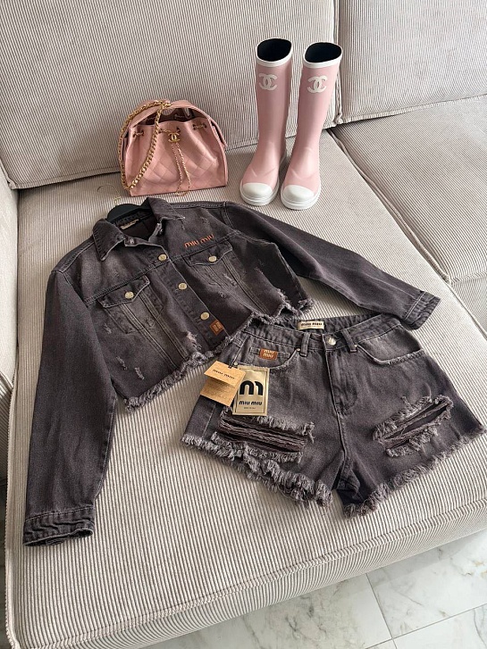 Женские джинсовые шорты  MIU MIU premium