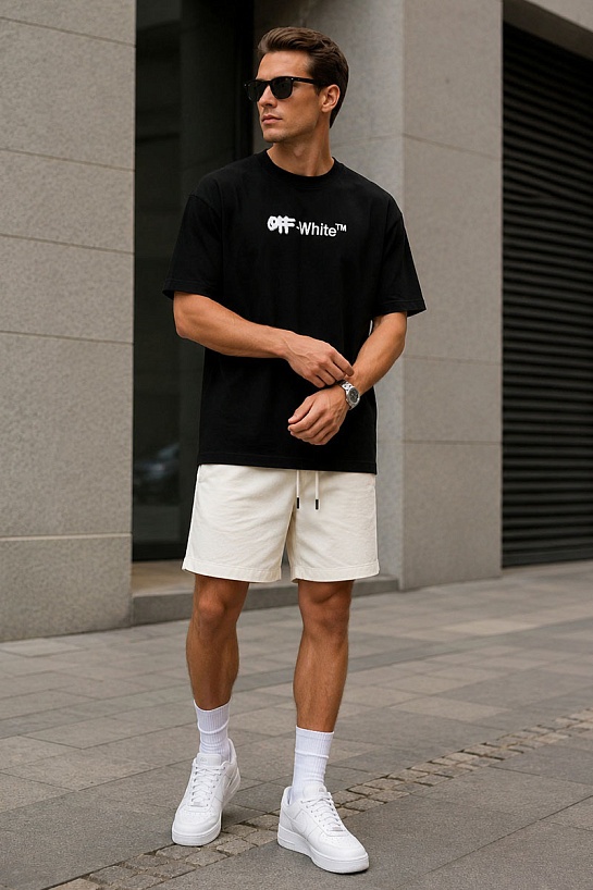 Чёрная оверсайз футболка Off-White Spray Helv Skate
