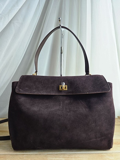 Замшевая сумка Balenciaga Rodeo Medium 35x23 см - Brown   