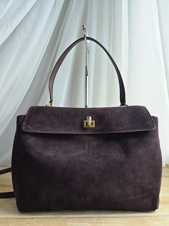 Замшевая сумка Balenciaga Rodeo Medium 35x23 см - Brown