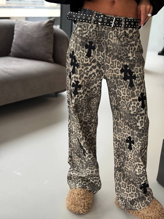 Женские джинсы Chrome Hearts Leopard Premium