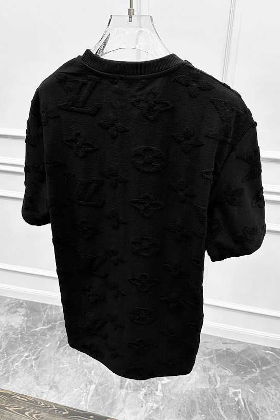 Чёрная оверсайз футболка Louis Vuitton Monogram All-over