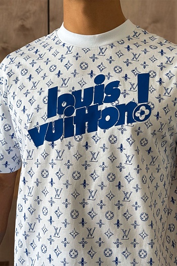 Мужская брендовая футболка Louis Vuitton белого цвета   
