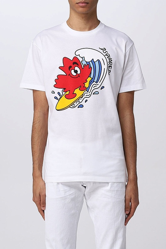 Футболка белого цвета Dsquared2 maple surf cool