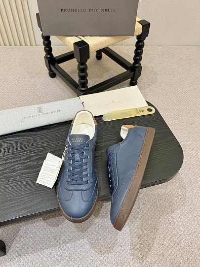 Кожаные кроссовки Brunello Cucinelli low-top - Blue   