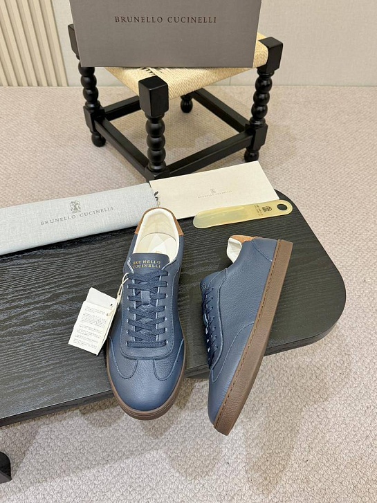 Кожаные кроссовки Brunello Cucinelli low-top - Blue