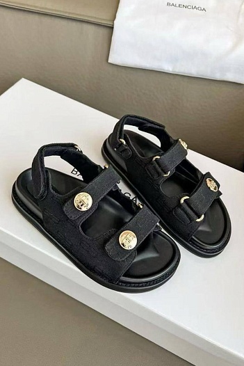 Женские сандалии Balenciaga Jacquard Premium - Black   