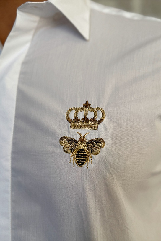 Мужская рубашка Dolce&Gabbana Bee & Crown - White