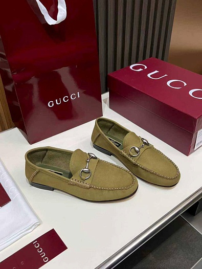 Женские замшевые лоферы Gucci GG premium   