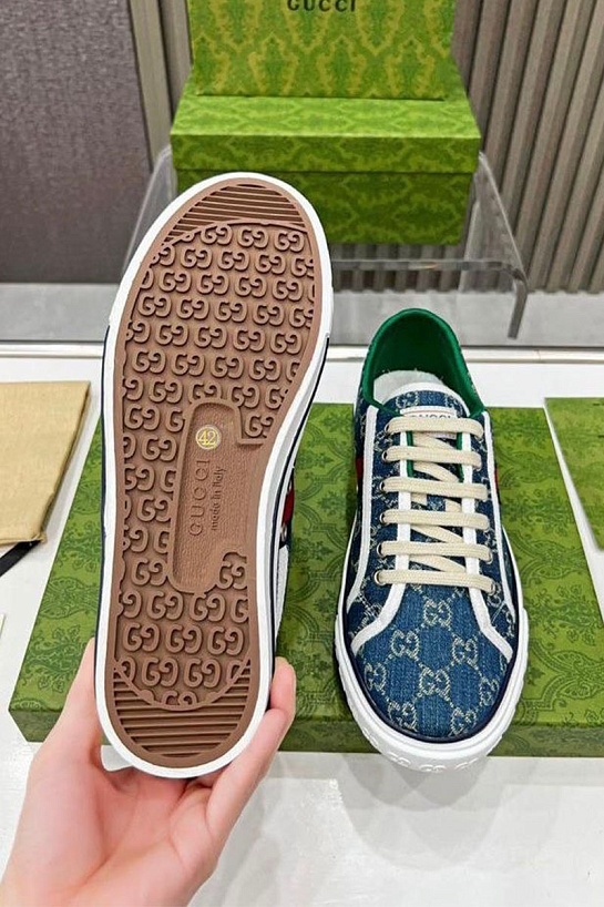 Мужские синие кросовки Gucci GG Monogram