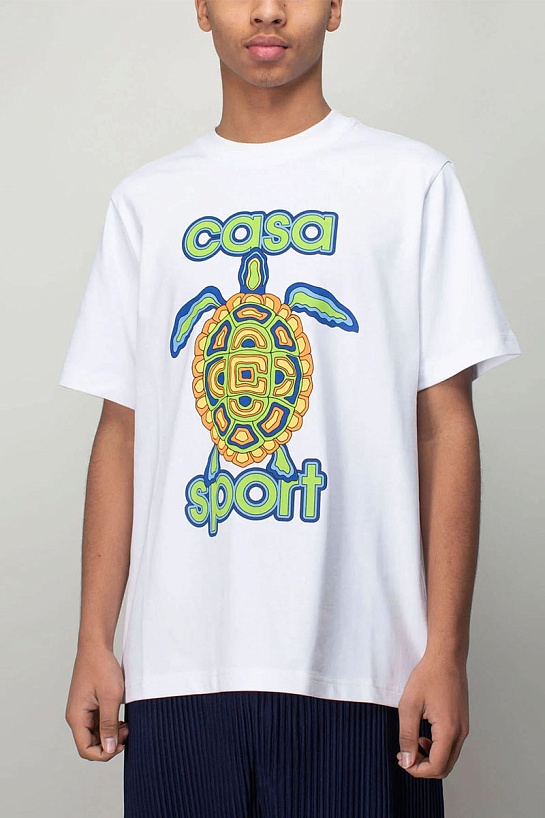 Мужская белая футболка Casablanca Turtle