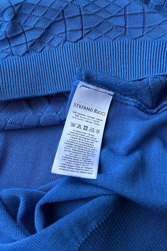 Мужское поло Stefano Ricci zip neck - Blue