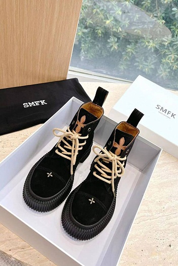 Женские замшевые ботинки SMFK Premium - Black / Brown   