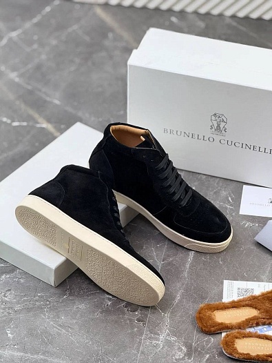 Замшевые кроссовки с меховой стелькой Brunello Cucinelli   