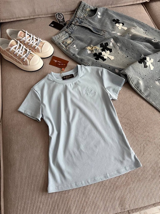 Женская голубая футболка Loro Piana premium