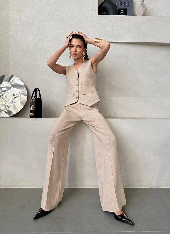 Женский бежевый костюм Schiaparelli premium
