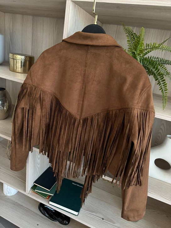 Женская замшевая косуха с бахромой Yves Saint Laurent