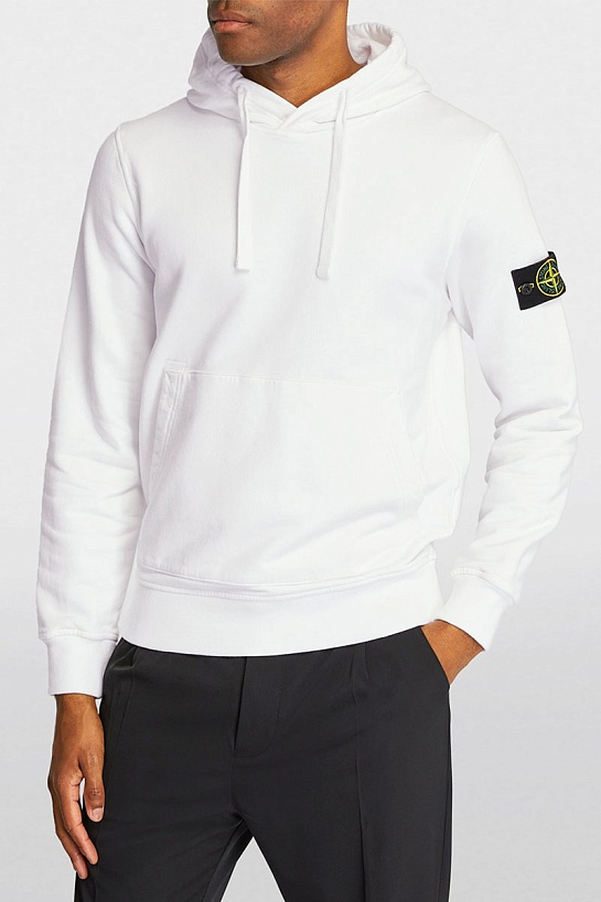 Худи белого цвета Stone Island compass-patch