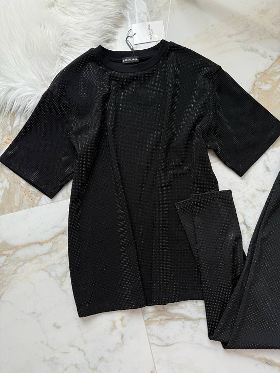 Женский костюм со стразами Balenciaga Premium - Black