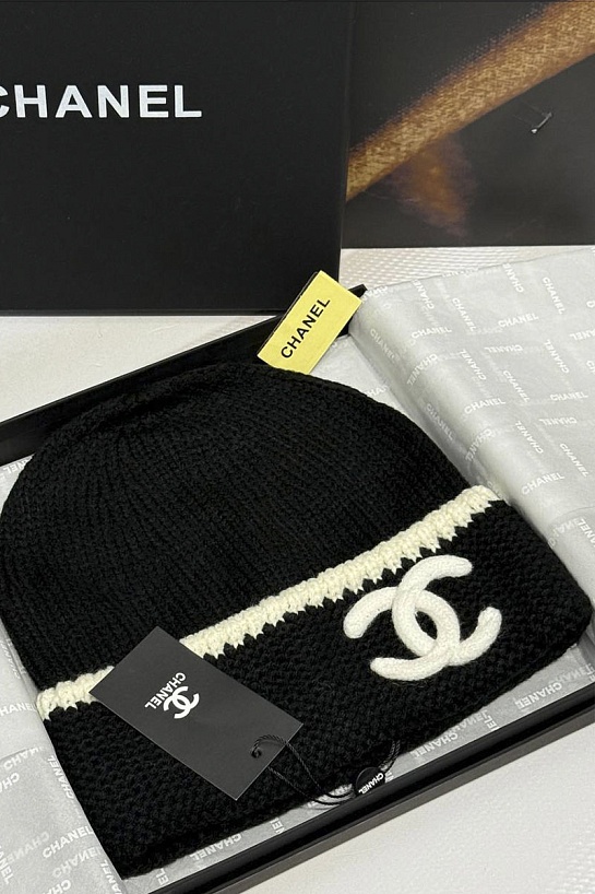 Шапка Chanel logo-embroidered premium - Balck