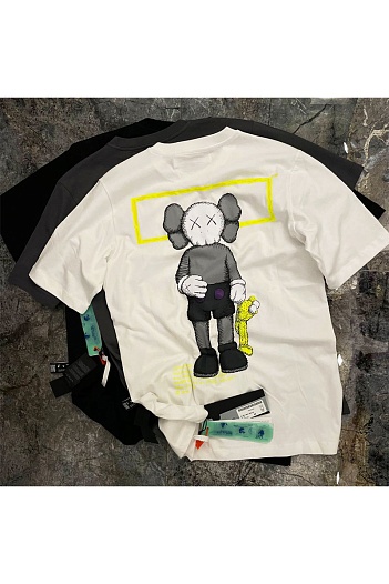 Белая оверсайз футболка Off-White x Kaws   