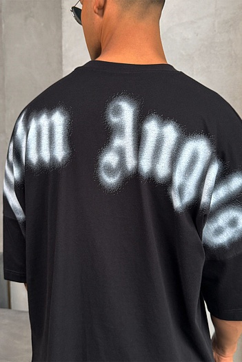 Чёрная оверсайз футболка Palm Angels Blurred Logo   