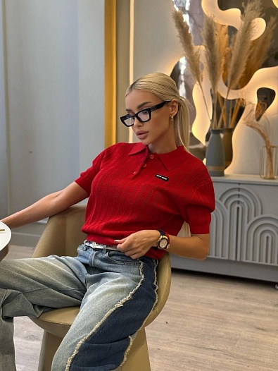 Красное женское поло MIU MIU   